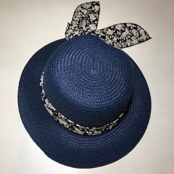 Beach Sun Hat Floral Ribbon Church Bow Women's Packable Cloche Paper SPF50 - Picture 12 of 13